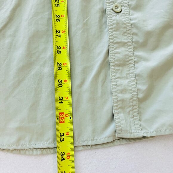 Cabelas Guidewear Men's Light Green Nylon Fishing Shirt XL Pockets & Button Tabs - Picture 6 of 7